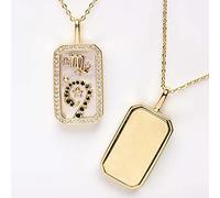VOIV Zodiac Amulet Necklace, Zodiac Tarot Card Pendant Necklace 18K Color Birthstone Necklace Constellation Jewelry Gift for Women, Copper