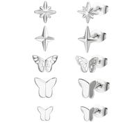 VOJO Implant Grade G23 Titanium Stud Earrings for Sensitive Ears Post Pierced Cartilage Lobe Earring Stud for Women, S, Titanium, No Gemstone