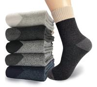 VoJoPi Men's Winter Thermal Socks Comfortable Soft Wool Warm Men's Casual Mid Calf Thick Socks for Winter Office Walking Daily, Size UK6-11 (5 Pairs)