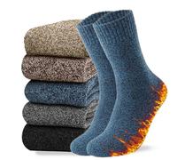 VoJoPi Men's Winter Thermal Socks - Soft Cosy, 5 Pairs Warm Casual Crew Thick Wool Socks for Hiking Walking Everyday Wear, Size UK 6-11