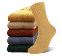 VoJoPi Women Socks, 5 Pairs Ladies Thermal Wool Socks, Cushioned Cozy Boot Socks for Hiking Walking Casual, UK 4~8