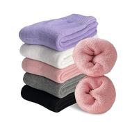 VoJoPi Women Thermal Socks, 5 Pairs Thick Cushioned Cozy Ladies Winter Wool Warm Boot Socks for Hiking Walking Casual, UK 4~8