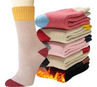 VoJoPi Women Thermal Socks, 5 Pairs Thick Cushioned Cozy Ladies Winter Wool Warm Boot Socks for Hiking Walking Casual, UK 4~8