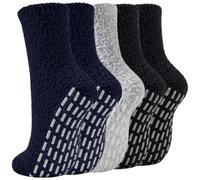 VoJoPi Women's Slipper Socks, 5 Pairs Warm No-Slip Fluffy Socks, UK 4-8 | Slipper Socks for Women Soft Cosy, Winter Thermal Fuzzy Bed Socks for Ladies Sleeping Home Casual Gifts Everyday Wear