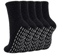 VoJoPi Women's Slipper Socks 5 Pairs, Winter Thermal Fluffy Socks, UK 4-8 | Fluffy Slipper Socks for Women Soft Cosy, No Slip, Warm Fuzzy Bed Socks for Ladies Sleeping Home Casual Gifts Everyday Wear