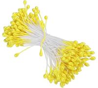 Vokenforu 1 Bunch 55mm Double Heads Flower Stamen Pistil, Artificial Flower Stamens for Floral Making DIY Craft, About 150Pcs, Yellow