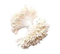 Vokenforu 1 Bunch 6cm Artificial Flower Stamens, Double Heads Flower Stamen Pistil for Floral Making DIY Craft, About 340Pcs, Beige