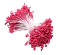 Vokenforu 1 Bunch 6cm Artificial Flower Stamens, Double Heads Flower Stamen Pistil for Floral Making DIY Craft, About 340Pcs, Red