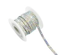 Vokenforu 1 Roll Rhinestone Diamond Ribbons, 5 Yard Self-Adhesive Glass Rhinestone Strips, AB Colorful, 0.4CM