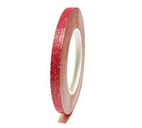 Vokenforu 10mmx50m Self Adhesive Glitter Washi Tape, 1 Roll Sparkling Decorative Tape for Craft Wrapping Scrapbook, Red