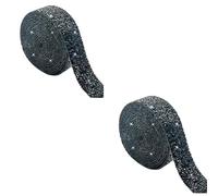 Vokenforu 2 Rolls Rhinestone Diamond Ribbons, 1 Yard Self-Adhesive Resin Rhinestone Strips, Black, 1.5CM, Glam, Casual