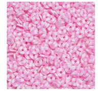 Vokenforu 5Packs 6mm Soft Clay Round Beads, Pink and White Polymer Clay Beads, 1750pcs, for DIY Beading
