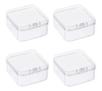 Vokenforu 9.4x9.4x3cm Clear Plastic Storage Containers, Square Transparent Plastic Organizer, Empty Mini Storage Boxes with Lids for Small Items, 5Pcs