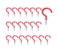 Vokenforu Screw-in Hooks, 3/4" Small Metal Cup Hooks for Hanging Plants, Outdoor or Indoor Use as Ceiling Hook, Strong Screw Hooks for Wood Home Organization, Red 20 Pcs