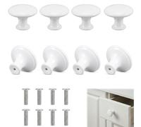 VoKiss 8 Pcs White Drawer Knobs, 29mm Stainless Steel Round Cabinet Handles | Cabinet Knobs, Easy To Install, Durable Build, For Kitchen Wardrobe Cupboard