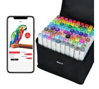 Vokiuler Alcohol Markers 80 Colours with APP Dual Tip Alcohol Pens | Chisel and Fine Tip ｜Blendable| Fast-Drying|Non-Toxic|Colouring Pens for Adults, Anime, Manga,Drawing, Sketching