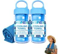 vokkrv Sunny Bee Cooling Towel, Cool Towels for Neck Hot Weather, Ice Cool Microfibre Towel for Neck, Durable Polyester, Quick Dry Mesh, Soft to Touch 100x30 cm (Blue*2)