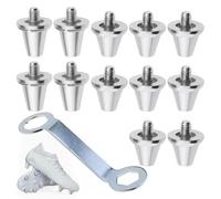 Vokmon 12pcs Metal Football Boots with Spanner Replacement Studs 8pcs 13mm Rugby Studs Aluminium Spikes and 4pcs 15mm Aluminium Spikes Silver