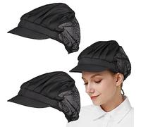 Vokmon 2 Pcs Chef Hat Black Adjustable Cooking Cap Chefs Hat with Brim Half Mesh Half Cloth Catering Hats Breathable Unisex Hair Cover Cooling Hat for Kitchen Restaurant Cooking
