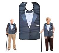 Vokmon Adult Bibs for Men and Women with Crumb Catcher | Waterproof Polyester Adult Dribble Bib for Elderly, Funny Novelty Solid Black One Size