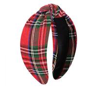 vokone Christmas Headbands for Women Red Plaid Knotted Headband Wide Hairband Christmas Holiday Party Headband Hair Accessories Gifts for Girls