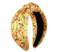 vokone Cinco De Mayo Headband Yellow - 5.5 inches, Wide Hairband with Top Knot, Mexican Costume Headwear, Halloween Headband, Costume Headwear for Women, Fabric, Hand Wash Only