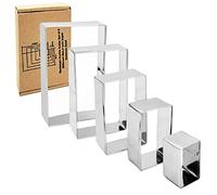 Vokop Rectangle Cookie Cutter Set-5 Pack Stainless Steel Rectangular Biscuit Molds Fondant Cake Cookie Cutter Set Pastry Mold-1" Depth