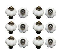 Vokowin 12 Pack White Ceramic Door & Drawer Knobs, Vintage Pumpkin Knobs for Kitchen & Dresser Cabinets (K414-12)