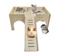 Vokowin 1pcs Large Wooden Guinea Pig House, Hideout Hut Detachable Castle with Ramp, Small Animal House Habitat for Rat, Hamster, Hedgehog Hiding and Playing (K501-1)