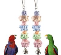 Vokowin 2PCS Bird Chew Toy, Colorful Beak Grinding Stones Toys, Parrot Cages Bite Chew Training Hanging Chew Toys with Bell for Cockatiels, Budgie, Parakeets, Lovebirds Parrot (K213-2)