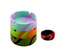 Vokowin 4 Pcs Colorful Silicone Ashtray, Nonstick Heat Resistant Nonstick Break Silicone Round Rubber Ash Tray Set for Home Office Restaurant, Multicolour (K71-4)