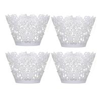 Vokowin 50pcs Laser Cut Cupcake Wrappers, Paper, Disposable, Celebratory, Festive Occasions, White