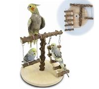 Vokowin Bird Playground Simple Stand Bridge Swing Climbing Wooden Training Ladder Toy For Bird Funfair Bird Perch Stand For Cage Play Stand Exercise Toys Cage Accessories Playgym (K383-1)