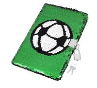 Vokowin Diary for Boys with Lock and Keys, Football Pattern Writing Journal Reversible Sequin Notebook Travel Composition Notebook for School Student Office Supply (K487-1)