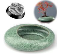 Vokowin Ikebana Flower Frog Vase Set, 40mm Stainless Steel Florist Frog for Arrangements and Ceramic Water Drop Pot, Elegant Ikebana Flower Holder for Wedding, Home Deco (K534-2)