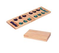 Vokowin Marble Game Set with Wooden Board, Glass Stones, Storage Bag, Folding Game Board for the Whole Family (Color Random) (K334-1)