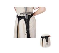 Vokowin Medieval Leather Sword Dagger, Frog Renaissance Belt Set for Knight Costume Cosplay Pirate Costume Halloween Party Black (K260-1)