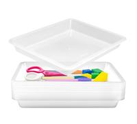 VOKOY 14 Pack Clear Activity Plastic Art Trays, Stackable Art Trays Crafts Organizer Flat Storage Tray Sorting Serving Tray for DIY Projects Painting Beads School Home Office, 11 x 8.3 x 1.2 Inch