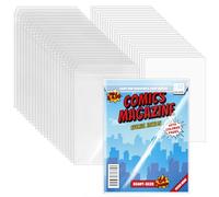 VOKOY 25 Sets Current Size Comic Book Bags and Blackboards, Reusable Clear Comic Book Covers with Double-Sided White Cardboard, Regular Comic Magazine Storage for Collectors