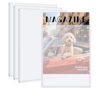 VOKOY 4 Pack Hard Plastic Magazine Protectors, Clear Magazine Display Sleeves Premium PVC 5mm Thick Plastic Protection Magazines Storage for Collector Small Business, 9 x 11.5 Inch
