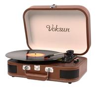 Record Player, VOKSUN Portable Bluetooth Vinyl Turntable with Built-in Stereo Speakers, 3-Speed Belt-Drive Suitcase LP Player, Supports Vinyl to MP3 Recording, AUX/USB/RCA/Headphone Jack