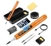 VOKTTA Cordless Soldering Iron Kit with LCD, Adjustable Temperatures 180-450°C, with 3 Soldering Tips, for Repairing Circuit Boards Welding Repair Etc-Orange