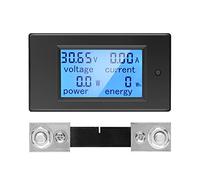 VOKTTA Digital Voltmeter Ammeter DC 6.5-100V 100A Power Meter,LCD Display Multimeter Voltage Current Energy RV Monitor Wattmeter Panel with 100A/75mA Shunt