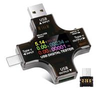 Voktta Multifunction USB C Tester with Color Display, USB Power Meter Type C USB 3.0 DC4-30V 0-8A Voltage Current Power Meter Capacity Tester