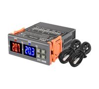 VOKTTA STC-3008 AC 110V-230V Temperature Controller, Digital Temperature Controller with Dual Display and Dual NTC Probe Sensor, Heating and Cooling Mode for Aquarium Incubator Terrarium