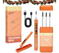 Voktta Wireless Portable Soldering Iron Set with Storage&Stand, USB Soldering Iron with LCD, Adjustable Temperature 180-450°C, 3 Soldering Tips, for Repairing Circuit Board, Welding Repair - Orange
