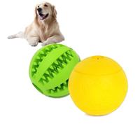 Volacopets Dog Puzzle Toy, Treat and Dental Balls, Interactive Treat Dispensing Toy for Dogs, Durable Puppy Toys for Teething Small Dogs, Rubber Teeth Balls, Slow Feeder, 2-Pack (Medium Large)