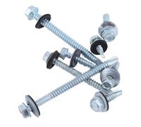 Volakebeing 100PCS Metal Self-Drilling Screws 6.3mm x 100/125mm Hex Head with EPDM Washer for Corrugated Metal Roofing Sheets, Silver Galvanized(6.3 * 125mm)