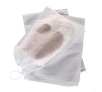 Volakebeing 20 Pack Clear Portable Drawstring Shoe Storage Bags Non-Woven Cloth Travel Pouches for Organizing High Heels and Boots, 37 x 29 cm White