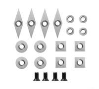 Volakebeing 20pcs Carbide Cutter Inserts Set for Wood Lathe Turning Tools, 4 Shapes Including Square 11x11mm, Rhombus 10x30mm, Round 12x2.5mm and 8.9x1.85mm